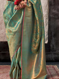 Captivating Green Zari Weaving Silk Traditional Saree With Blouse