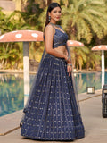 Captivating Grey Sequins Georgette Designer Lehenga Choli