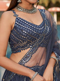 Captivating Grey Sequins Georgette Designer Lehenga Choli - Zeel Clothing