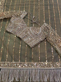 Captivating Grey Sequins Net Designer Saree With Blouse - Zeel Clothing