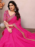 Captivating Hot Pink Leheriya Print Georgette Festive Wear Saree With Blouse - Zeel Clothing