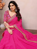 Captivating Hot Pink Leheriya Print Georgette Festive Wear Saree With Blouse - Zeel Clothing