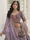 Captivating Lavender Embroidered Silk Wedding Wear Lehenga Choli - Zeel Clothing