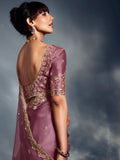 Captivating Lavender Khatli Work Organza Wedding Wear Saree With Blouse - Zeel Clothing