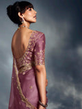 Captivating Lavender Khatli Work Organza Wedding Wear Saree With Blouse - Zeel Clothing