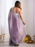 Captivating Lavender Swarovski Work Organza Party Wear Saree - Zeel Clothing