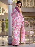 Captivating Light Pink Floral Printed Chiffon Casual Wear Saree - Zeel Clothing