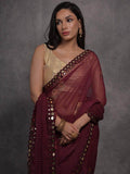 Captivating Maroon Foil Printed Georgette Events Wear Saree - Zeel Clothing