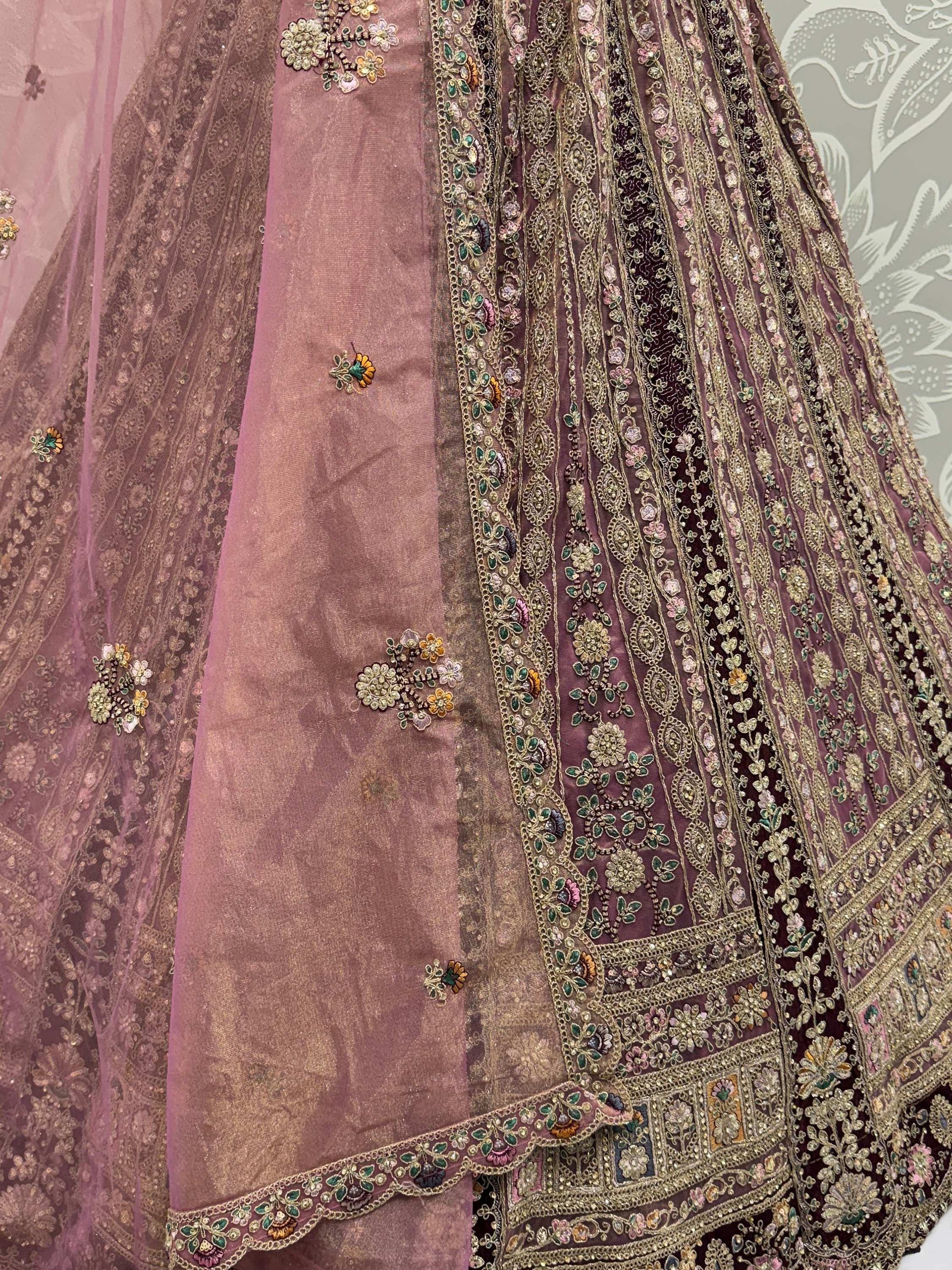 Captivating Maroon Multi Thread Work Net Bridesmaid Lehenga Choli With Dupatta