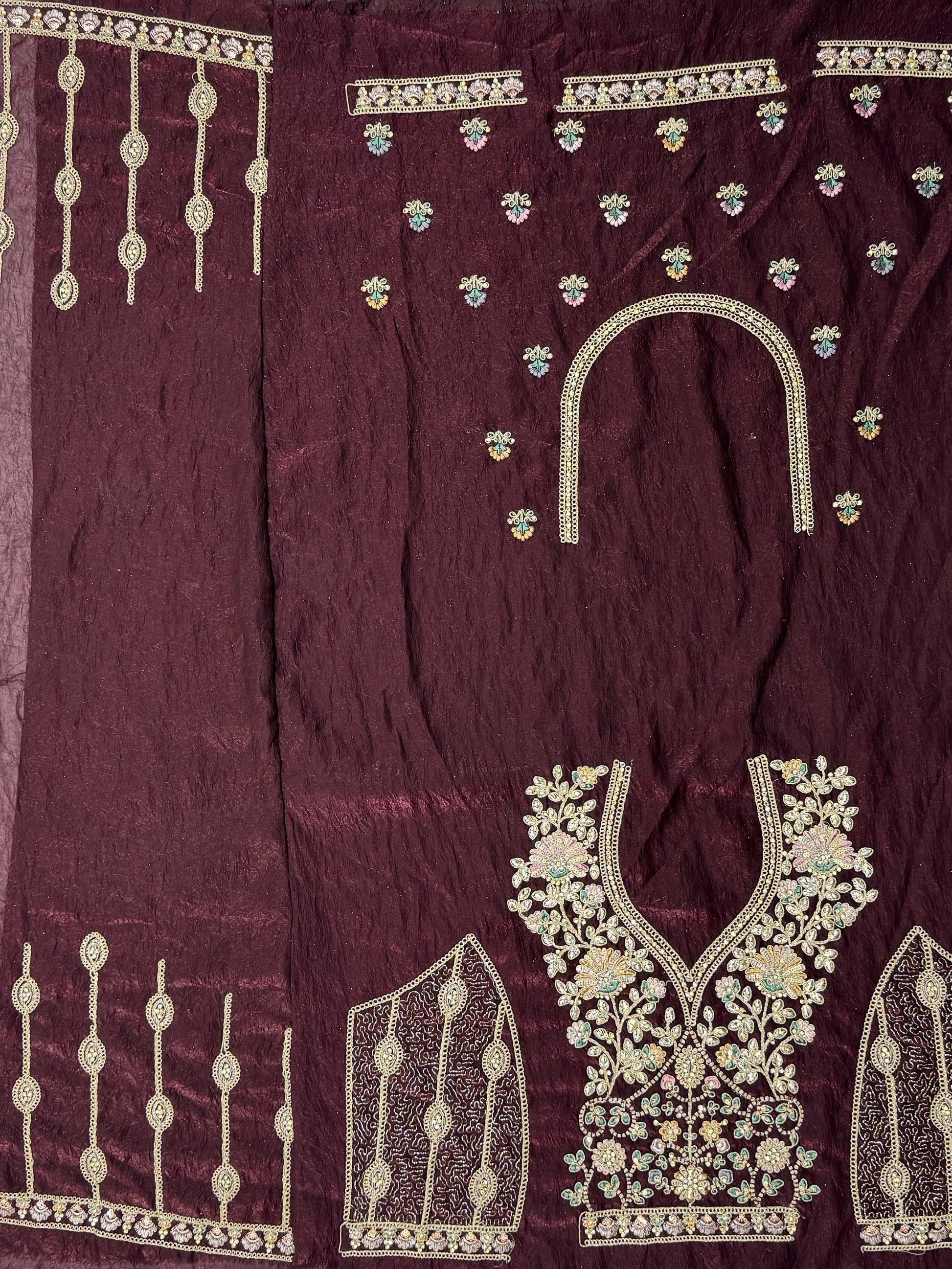 Captivating Maroon Multi Thread Work Net Bridesmaid Lehenga Choli With Dupatta