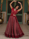 Captivating Maroon Printed Rayon Navratri Lehenga Choli With Dupatta - Zeel Clothing