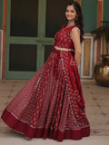Captivating Maroon Printed Rayon Navratri Lehenga Choli With Dupatta - Zeel Clothing