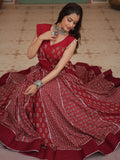 Captivating Maroon Printed Rayon Navratri Lehenga Choli With Dupatta - Zeel Clothing