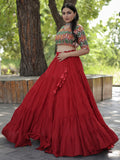 Captivating Maroon Rayon Navratri Wear Lehenga Choli - Zeel Clothing