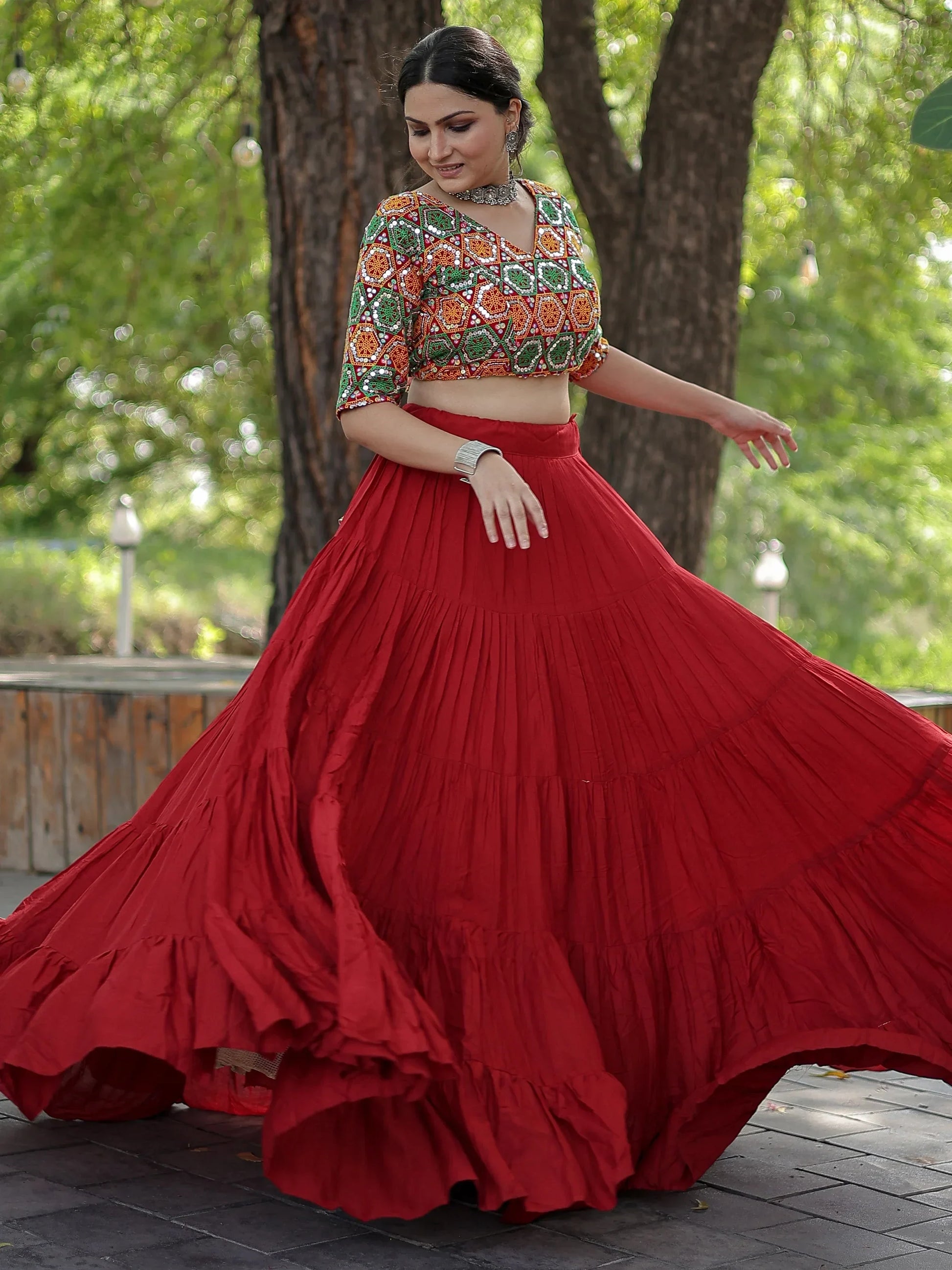 Captivating Maroon Rayon Navratri Wear Lehenga Choli - Zeel Clothing