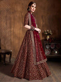 Captivating Maroon Sequins Raw Silk Lehenga Choli With Dupatta - Zeel Clothing