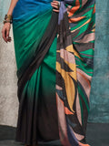 Captivating Multi-Color Printed Crape Casual Wear Saree With Blouse