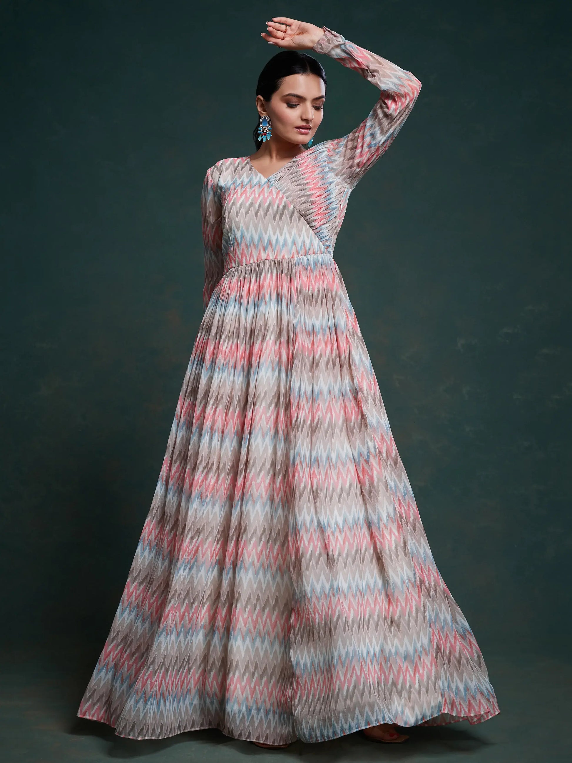 Captivating Multi-Color Printed Georgette Event Wear Gown - Zeel Clothing