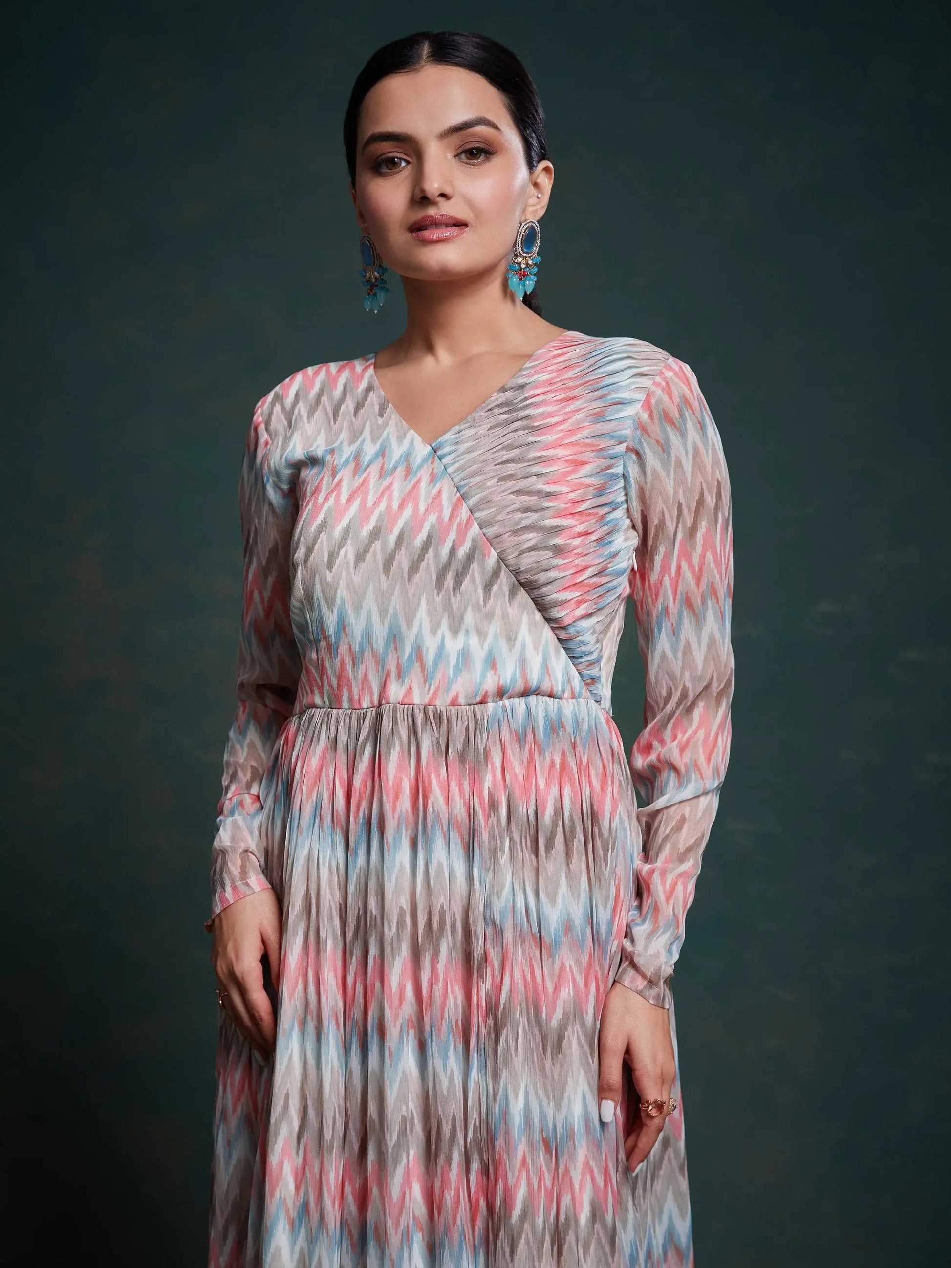Captivating Multi-Color Printed Georgette Event Wear Gown - Zeel Clothing