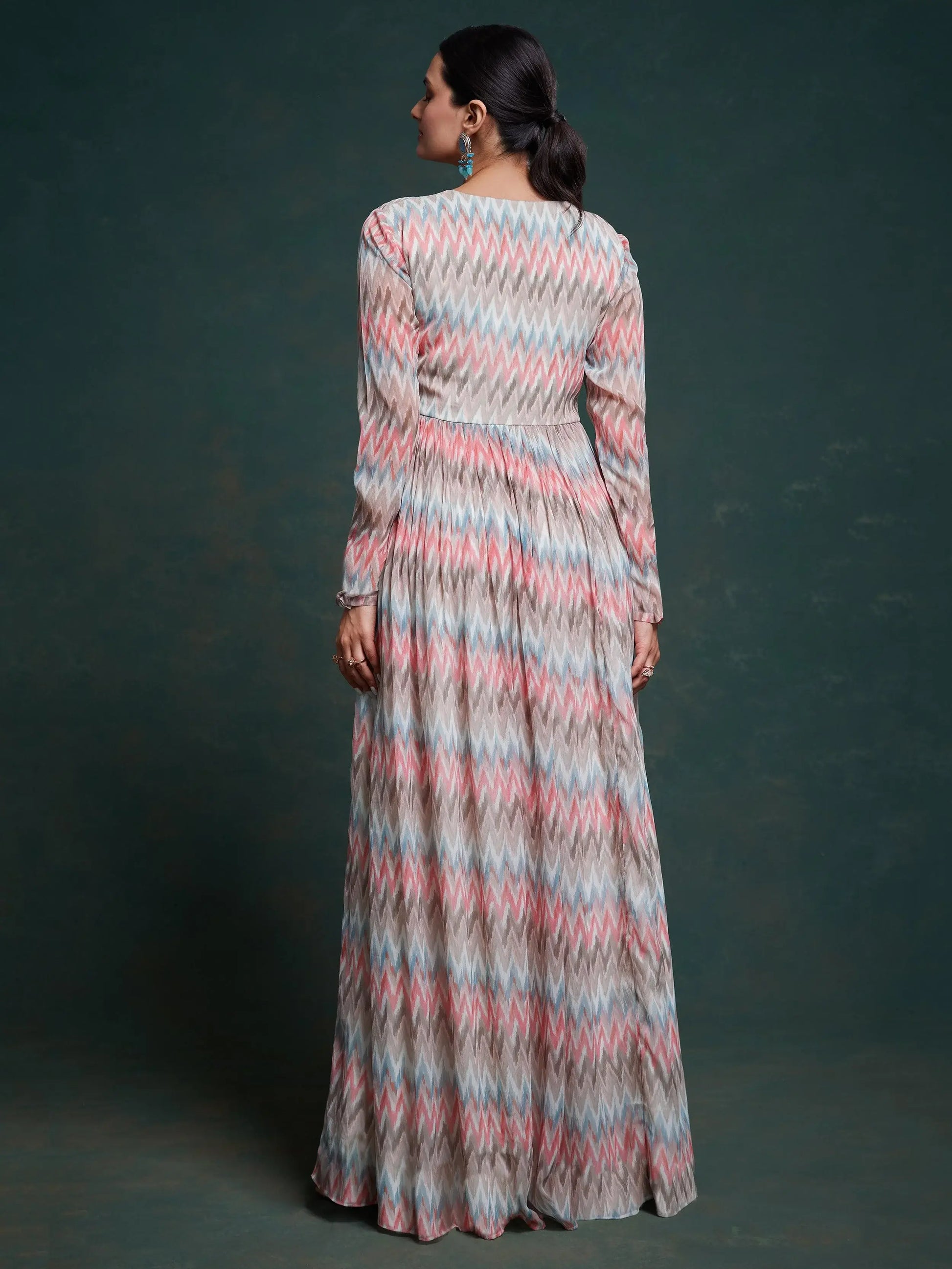 Captivating Multi-Color Printed Georgette Event Wear Gown - Zeel Clothing