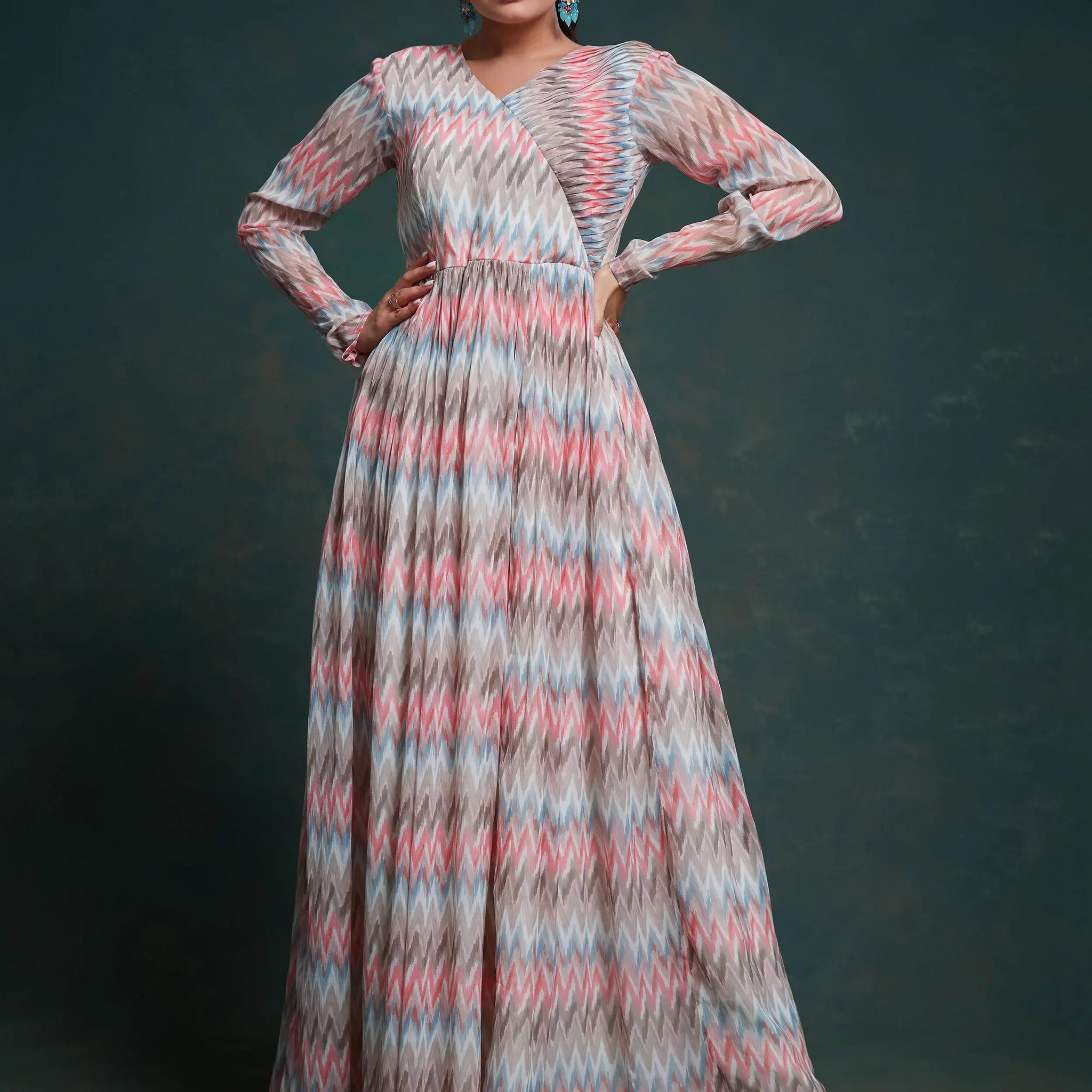 Captivating Multi-Color Printed Georgette Event Wear Gown - Zeel Clothing