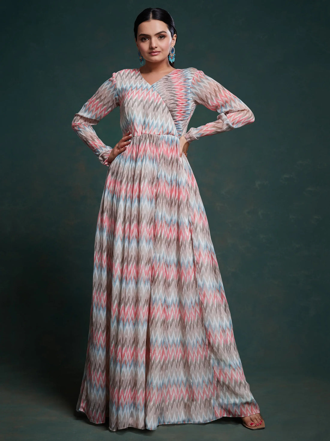 Captivating Multi-Color Printed Georgette Event Wear Gown - Zeel Clothing