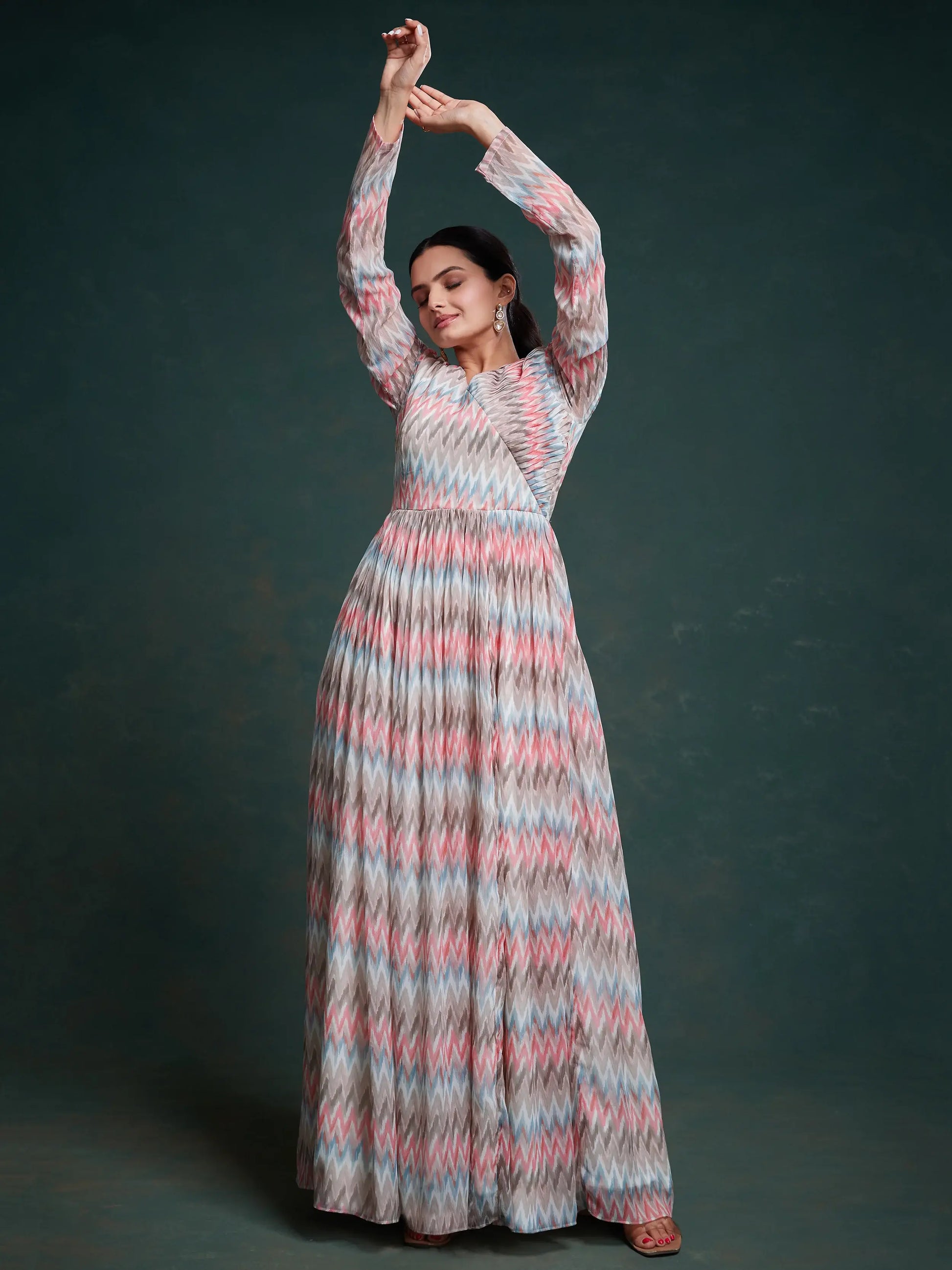 Captivating Multi-Color Printed Georgette Event Wear Gown - Zeel Clothing