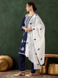 Captivating Navy Blue Embroidered Rayon Casual Wear Pant Suit - Zeel Clothing