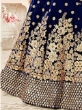 Captivating Navy Blue Embroidered Velvet Bridal Wear Lehenga Choli - Zeel Clothing