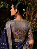 Captivating Navy Blue Zari Weaving Silk Traditional Saree With Blouse - Zeel Clothing