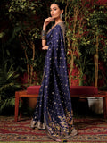Captivating Navy Blue Zari Weaving Silk Traditional Saree With Blouse - Zeel Clothing