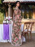 Captivating Olive Green Floral Printed Chiffon Event Wear Saree - Zeel Clothing