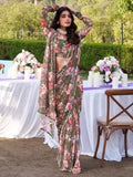 Captivating Olive Green Floral Printed Chiffon Event Wear Saree - Zeel Clothing