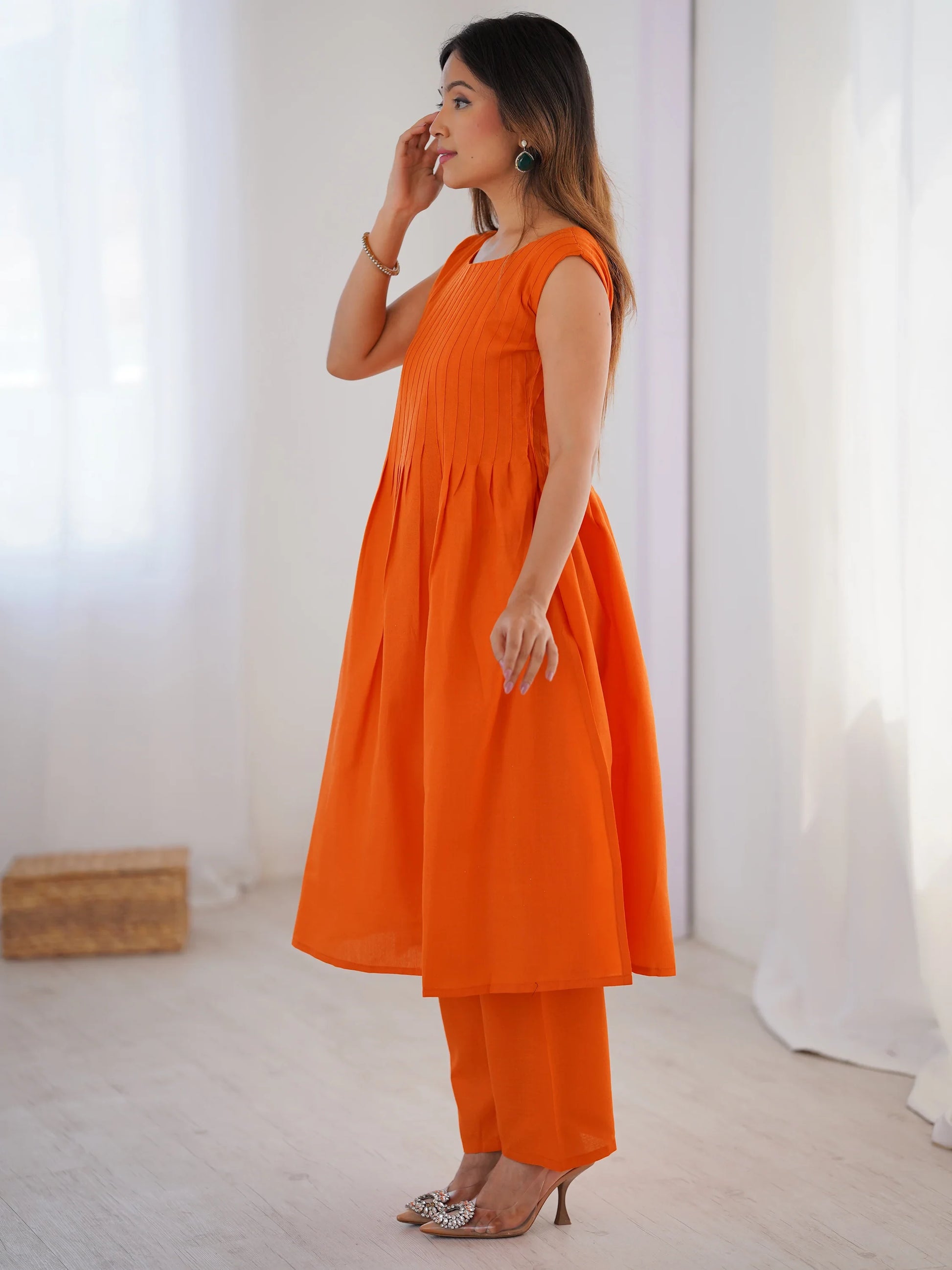 Captivating Orange Cotton Casual Wear Co-Ord Set - Zeel Clothing