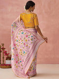 Captivating Peach Printed Organza Trendy Saree With Blouse - Zeel Clothing