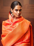 Captivating Peach Woven Silk Wedding Wear Saree With Blouse - Zeel Clothing