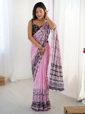 Captivating Pink Digital Printed Chinon Party Wear Saree With Blouse - Zeel Clothing