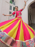 Captivating Pink Gota Patti Roman Silk Lehenga With Jacket Style Blouse - Zeel Clothing