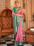 Captivating Pink Zari Weaving Silk Engagement Wear Saree - Zeel Clothing