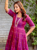 Captivating Pink Zari Weaving Silk Festive Wear Gown - Zeel Clothing