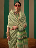 Captivating Pista Green Zari Weaving Silk Festival Wear Saree With Blouse - Zeel Clothing