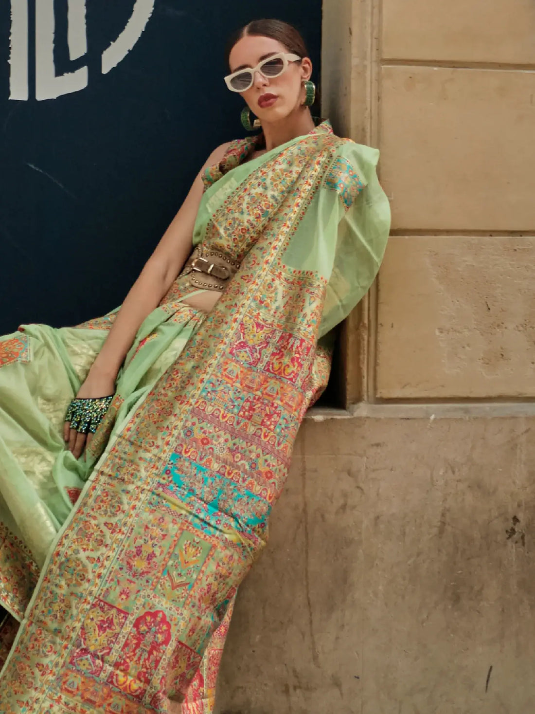 Captivating Pista Green Zari Weaving Silk Sangeet Wear Saree With Blouse - Zeel Clothing