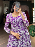 Captivating Purple Digital Printed Georgette Event Wear Gown - Zeel Clothing