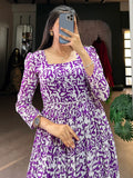 Captivating Purple Digital Printed Georgette Event Wear Gown - Zeel Clothing