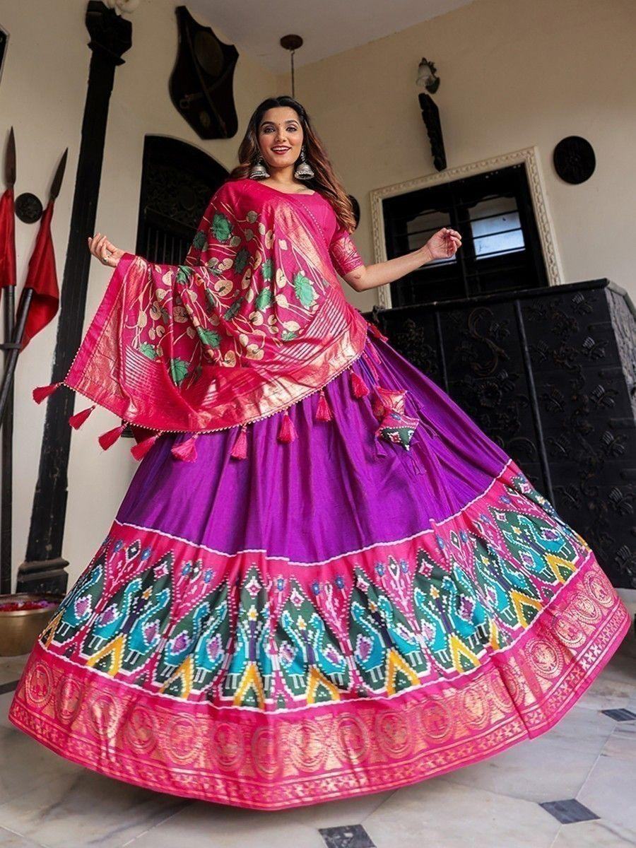 Captivating Purple Patola Printed Silk Festival Wear Lehenga Choli - Zeel Clothing