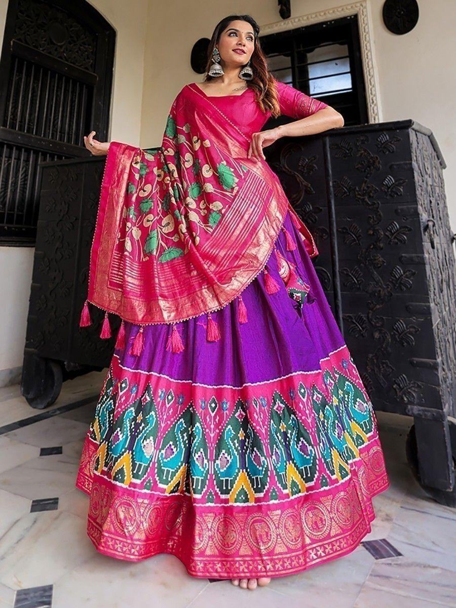 Captivating Purple Patola Printed Silk Festival Wear Lehenga Choli - Zeel Clothing
