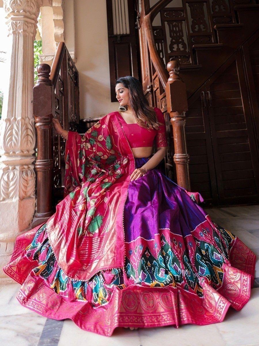 Captivating Purple Patola Printed Silk Festival Wear Lehenga Choli - Zeel Clothing