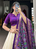 Captivating Purple Patola Printed Tussar Silk Traditional Lehenga Choli - Zeel Clothing