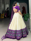 Captivating Purple Patola Printed Tussar Silk Traditional Lehenga Choli - Zeel Clothing