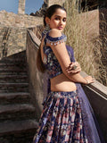 Captivating Purple Printed Georgette Function Wear Lehenga Choli - Zeel Clothing